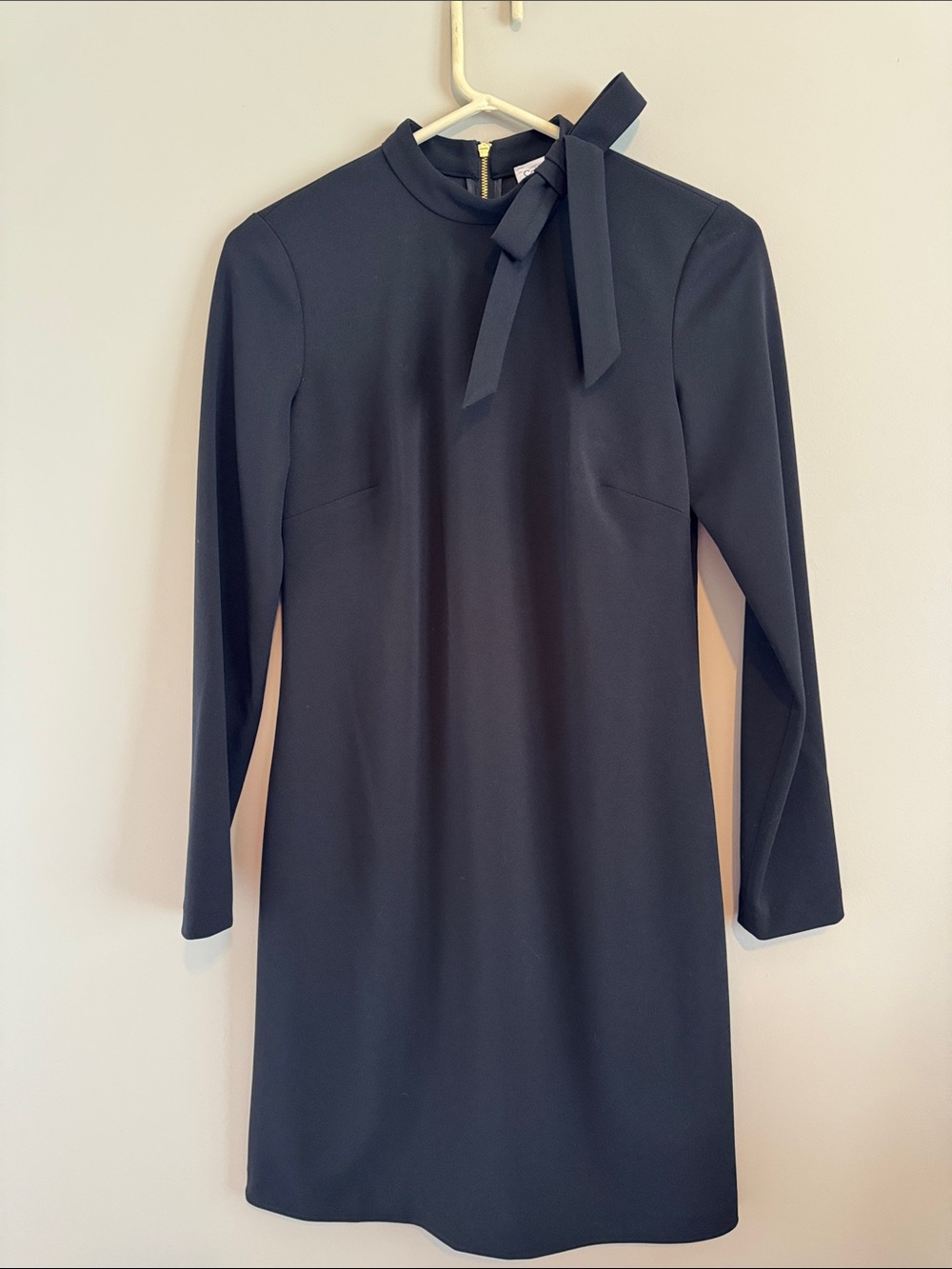 Calvin Klein Black Long-Sleeve Bow-Neck Dress